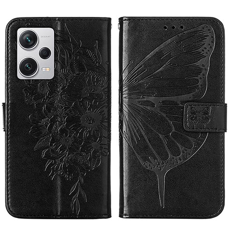 Custodia Portafoglio In Pelle Farfalla Cover con Supporto YB1 per Xiaomi Redmi Note 12 Explorer Nero