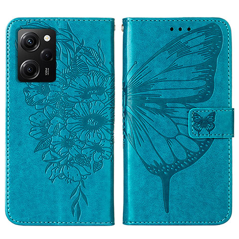 Custodia Portafoglio In Pelle Farfalla Cover con Supporto YB1 per Xiaomi Redmi Note 12 Pro Speed 5G Blu