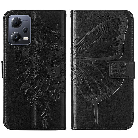 Custodia Portafoglio In Pelle Farfalla Cover con Supporto YB2 per Xiaomi Poco X5 5G Nero