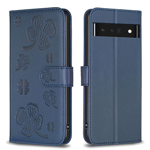 Custodia Portafoglio In Pelle Fiori Cover con Supporto BF1 per Google Pixel 7 Pro 5G Blu