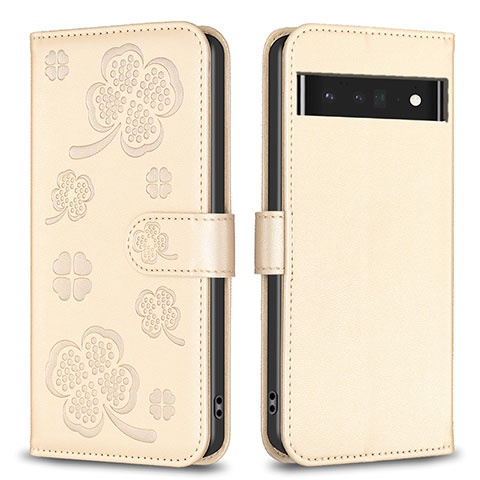 Custodia Portafoglio In Pelle Fiori Cover con Supporto BF1 per Google Pixel 7 Pro 5G Oro