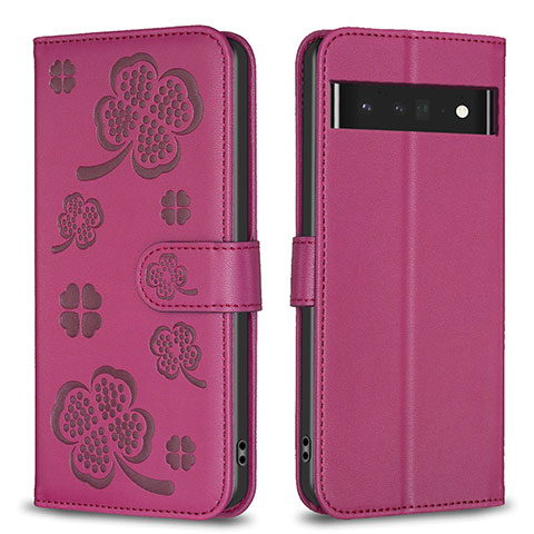 Custodia Portafoglio In Pelle Fiori Cover con Supporto BF1 per Google Pixel 7 Pro 5G Rosa Caldo