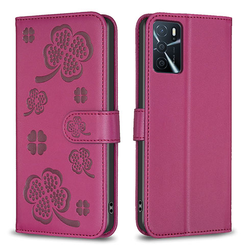 Custodia Portafoglio In Pelle Fiori Cover con Supporto BF1 per Oppo A16 Rosa Caldo