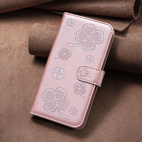 Custodia Portafoglio In Pelle Fiori Cover con Supporto BF1 per Oppo A35 Oro Rosa