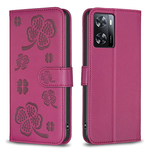 Custodia Portafoglio In Pelle Fiori Cover con Supporto BF1 per Oppo A57 4G Rosa Caldo