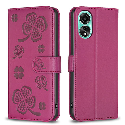 Custodia Portafoglio In Pelle Fiori Cover con Supporto BF1 per Oppo A78 4G Rosa Caldo