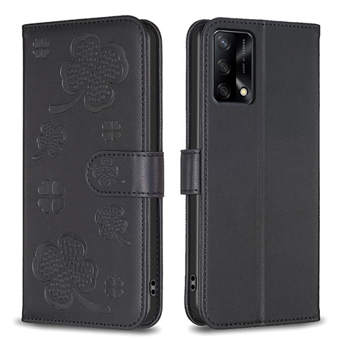 Custodia Portafoglio In Pelle Fiori Cover con Supporto BF1 per Oppo F19 Nero