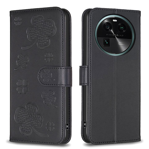 Custodia Portafoglio In Pelle Fiori Cover con Supporto BF1 per Oppo Find X6 5G Nero