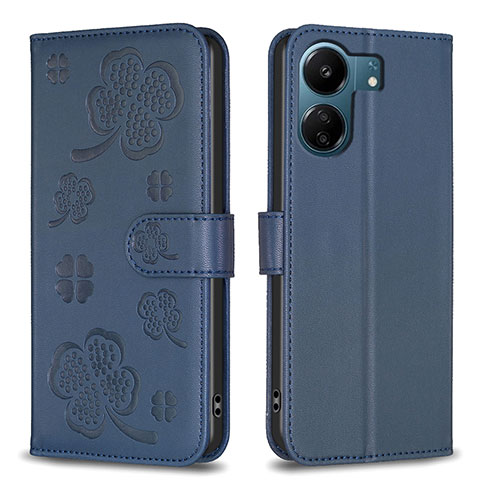 Custodia Portafoglio In Pelle Fiori Cover con Supporto BF1 per Xiaomi Poco C65 Blu