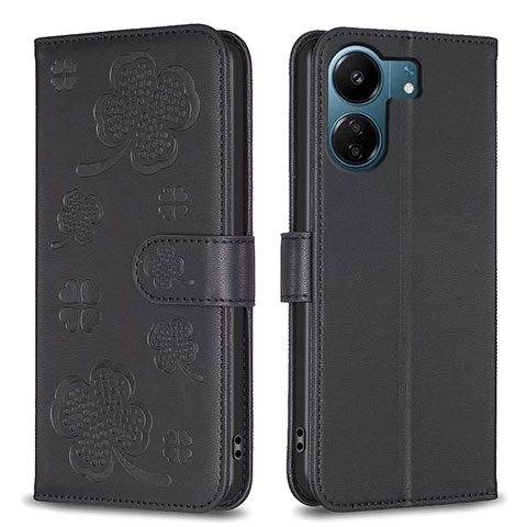 Custodia Portafoglio In Pelle Fiori Cover con Supporto BF1 per Xiaomi Redmi 13C Nero