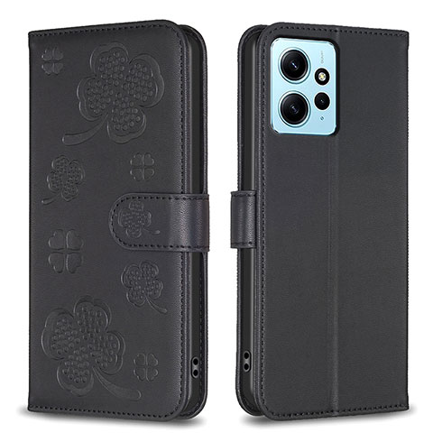 Custodia Portafoglio In Pelle Fiori Cover con Supporto BF1 per Xiaomi Redmi Note 12 4G Nero