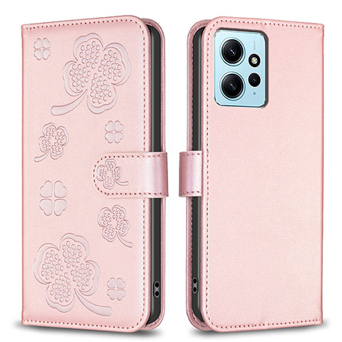 Custodia Portafoglio In Pelle Fiori Cover con Supporto BF1 per Xiaomi Redmi Note 12 4G Viola