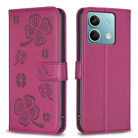 Custodia Portafoglio In Pelle Fiori Cover con Supporto BF1 per Xiaomi Redmi Note 13 5G Rosa Caldo