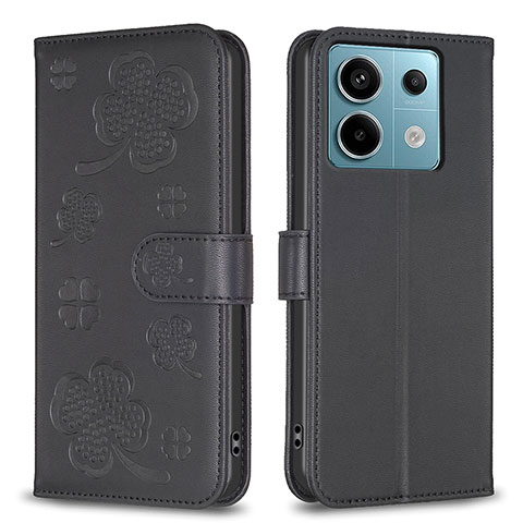 Custodia Portafoglio In Pelle Fiori Cover con Supporto BF1 per Xiaomi Redmi Note 13 Pro 5G Nero