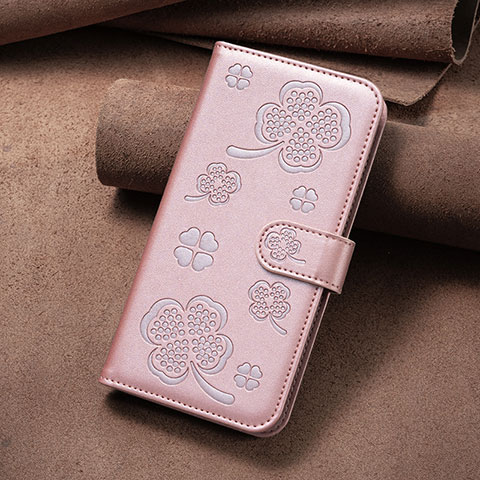 Custodia Portafoglio In Pelle Fiori Cover con Supporto BF2 per Google Pixel 7 5G Oro Rosa