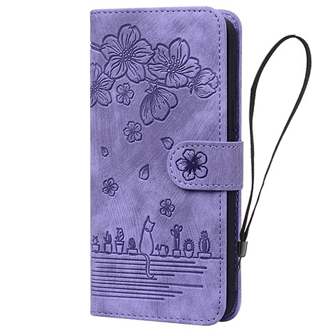 Custodia Portafoglio In Pelle Fiori Cover con Supporto HF1 per Huawei Honor 90 Lite 5G Viola