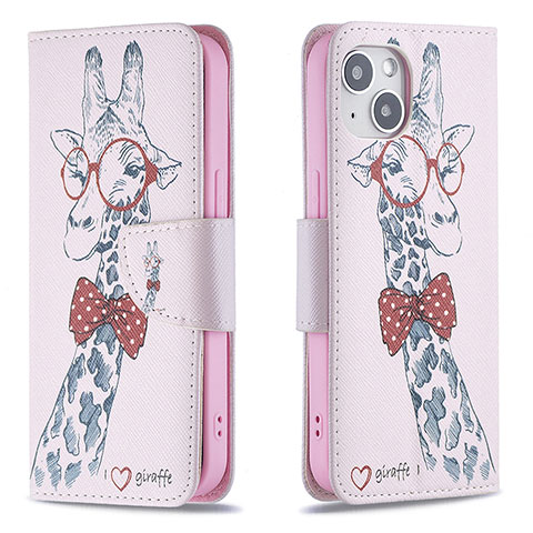 Custodia Portafoglio In Pelle Fiori Cover con Supporto L01 per Apple iPhone 13 Mini Rosa