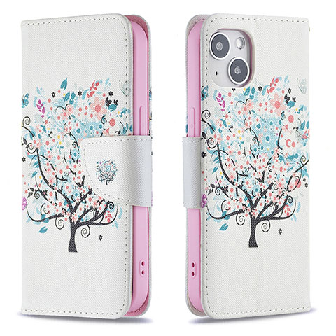 Custodia Portafoglio In Pelle Fiori Cover con Supporto L01 per Apple iPhone 15 Multicolore