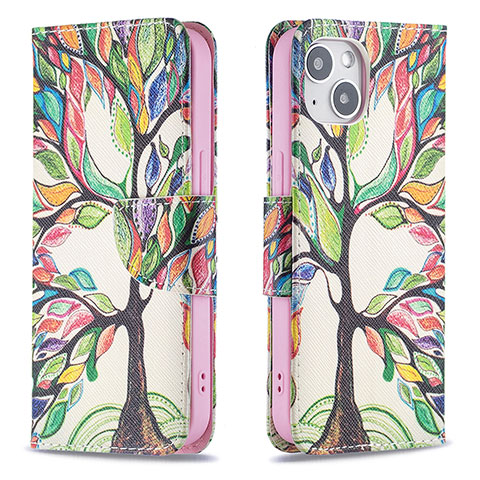 Custodia Portafoglio In Pelle Fiori Cover con Supporto L02 per Apple iPhone 14 Multicolore