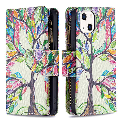 Custodia Portafoglio In Pelle Fiori Cover con Supporto L03 per Apple iPhone 14 Multicolore