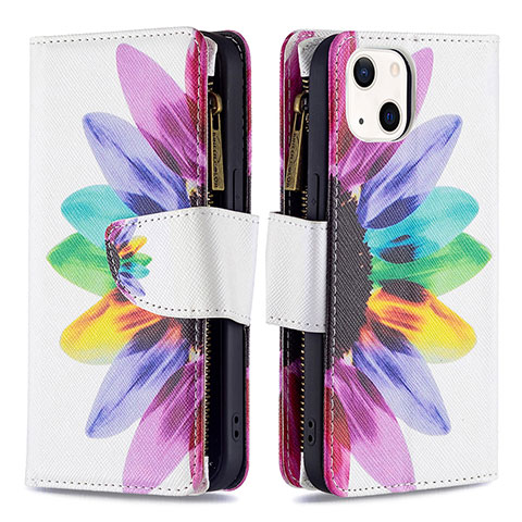 Custodia Portafoglio In Pelle Fiori Cover con Supporto L03 per Apple iPhone 14 Plus Rosa