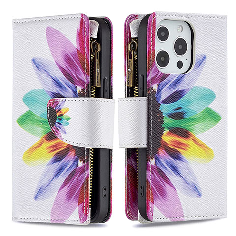 Custodia Portafoglio In Pelle Fiori Cover con Supporto per Apple iPhone 14 Pro Colorato