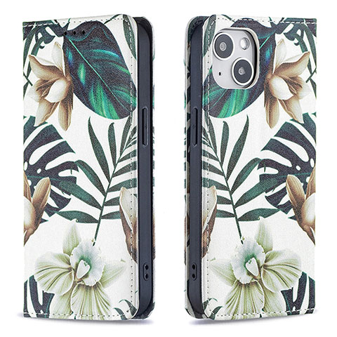 Custodia Portafoglio In Pelle Fiori Cover con Supporto per Apple iPhone 15 Multicolore