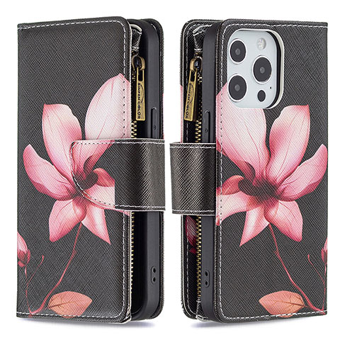 Custodia Portafoglio In Pelle Fiori Cover con Supporto per Apple iPhone 15 Pro Marrone