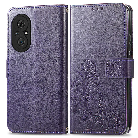 Custodia Portafoglio In Pelle Fiori Cover con Supporto per Huawei Nova 9 SE Viola