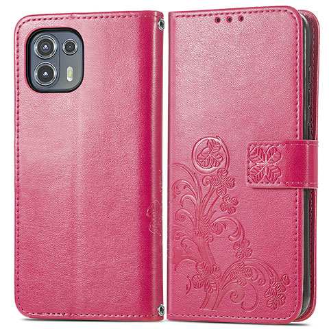 Custodia Portafoglio In Pelle Fiori Cover con Supporto per Motorola Moto Edge 20 Lite 5G Rosso