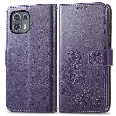 Custodia Portafoglio In Pelle Fiori Cover con Supporto per Motorola Moto Edge 20 Lite 5G Viola