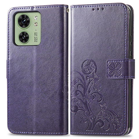 Custodia Portafoglio In Pelle Fiori Cover con Supporto per Motorola Moto Edge (2023) 5G Viola