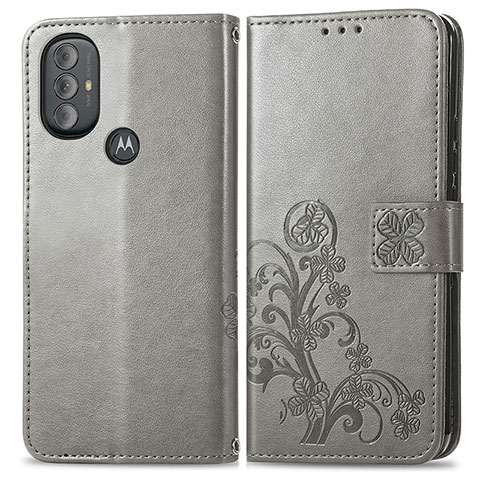 Custodia Portafoglio In Pelle Fiori Cover con Supporto per Motorola Moto G Play (2023) Grigio