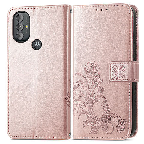 Custodia Portafoglio In Pelle Fiori Cover con Supporto per Motorola Moto G Play (2023) Rosa