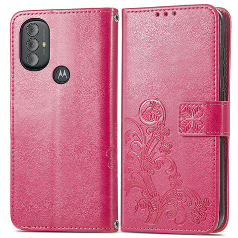 Custodia Portafoglio In Pelle Fiori Cover con Supporto per Motorola Moto G Play Gen 2 Rosso