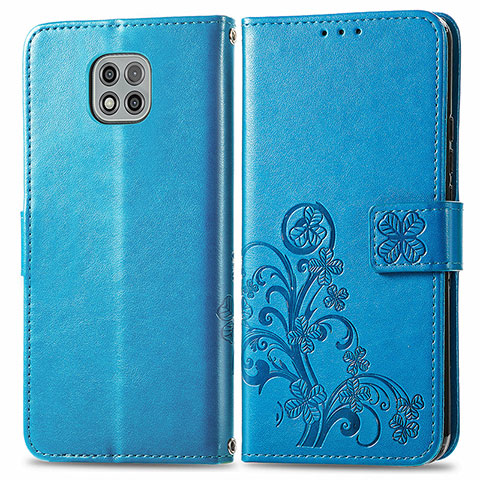 Custodia Portafoglio In Pelle Fiori Cover con Supporto per Motorola Moto G Power (2021) Blu