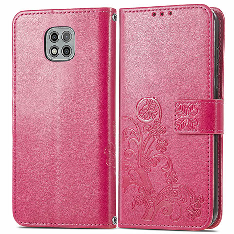 Custodia Portafoglio In Pelle Fiori Cover con Supporto per Motorola Moto G Power (2021) Rosso