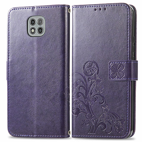 Custodia Portafoglio In Pelle Fiori Cover con Supporto per Motorola Moto G Power (2021) Viola