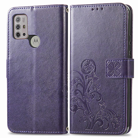 Custodia Portafoglio In Pelle Fiori Cover con Supporto per Motorola Moto G10 Viola