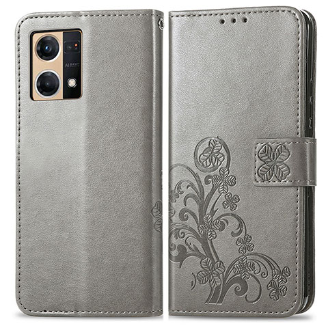 Custodia Portafoglio In Pelle Fiori Cover con Supporto per Oppo F21s Pro 4G Grigio