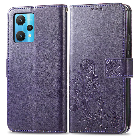 Custodia Portafoglio In Pelle Fiori Cover con Supporto per Realme 9 Pro 5G Viola