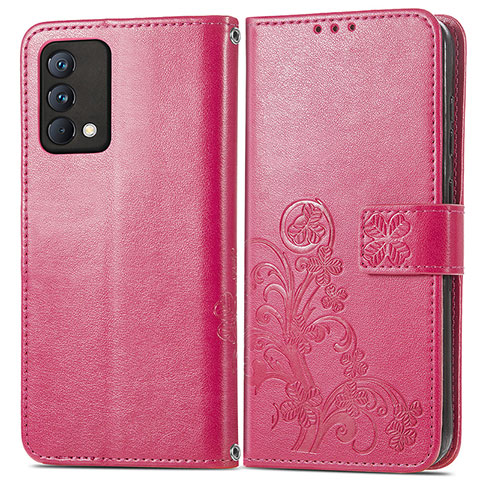 Custodia Portafoglio In Pelle Fiori Cover con Supporto per Realme GT Master 5G Rosa Caldo