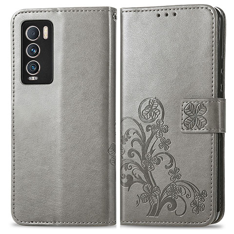 Custodia Portafoglio In Pelle Fiori Cover con Supporto per Realme GT Master Explorer 5G Grigio