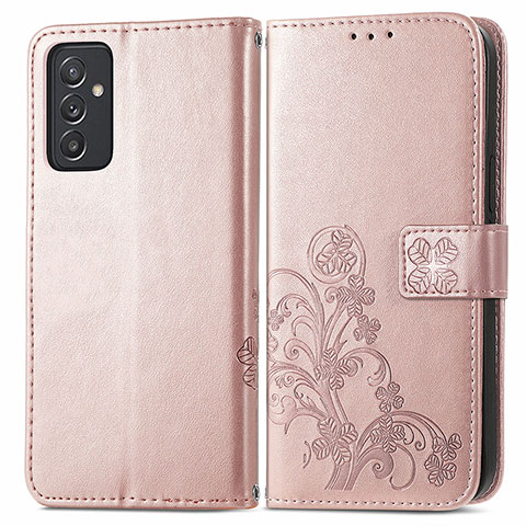 Custodia Portafoglio In Pelle Fiori Cover con Supporto per Samsung Galaxy A05s Rosa