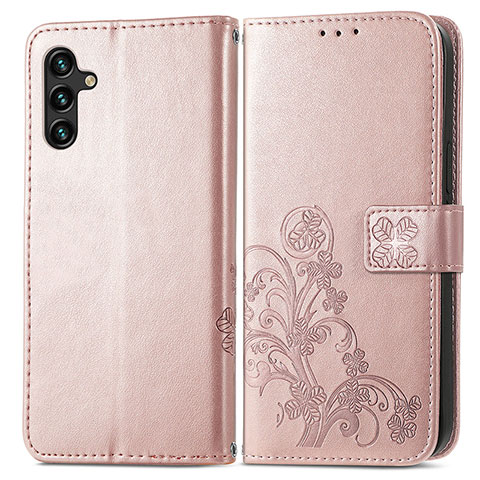 Custodia Portafoglio In Pelle Fiori Cover con Supporto per Samsung Galaxy A13 5G Rosa