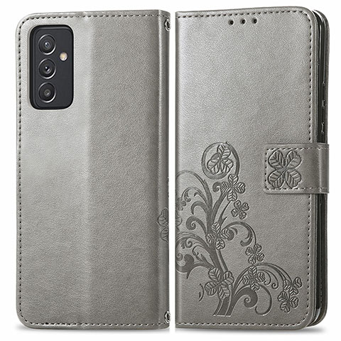 Custodia Portafoglio In Pelle Fiori Cover con Supporto per Samsung Galaxy A15 4G Grigio