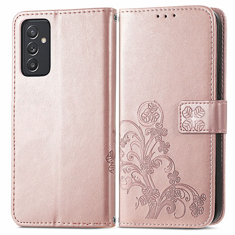 Custodia Portafoglio In Pelle Fiori Cover con Supporto per Samsung Galaxy A15 4G Rosa