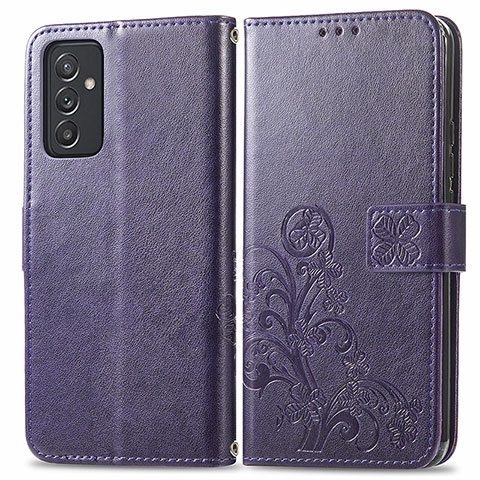 Custodia Portafoglio In Pelle Fiori Cover con Supporto per Samsung Galaxy A15 4G Viola