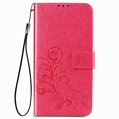 Custodia Portafoglio In Pelle Fiori Cover con Supporto per Samsung Galaxy A22 4G Rosso