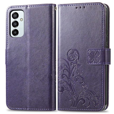 Custodia Portafoglio In Pelle Fiori Cover con Supporto per Samsung Galaxy F23 5G Viola